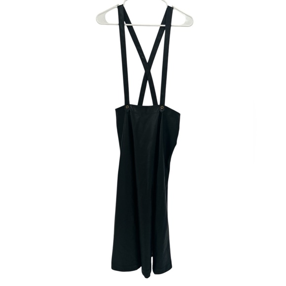 NWT Anthropologie‎ Black Faux Leather Pinafore Suspender Midi Skirt Dress - 8 - Picture 6 of 13